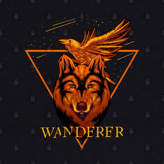 Wanderer wolf and raven design by IrinaEA